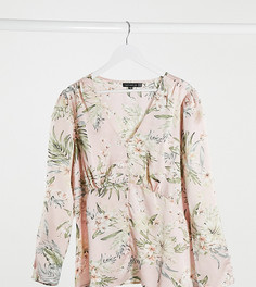 Атласная блузка с цветочным принтом и длинными рукавами Pretty Darling Plus-Мульти