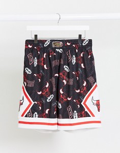 Черные шорты с символикой клуба Chicago Bulls от Mitchell & Ness-Черный