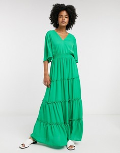 Зеленое ярусное платье макси Selected Femme-Зеленый цвет