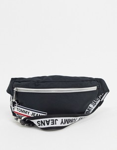 Черная сумка-кошелек на пояс с фирменной лентой Tommy Jeans-Черный