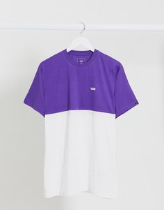 Бело-фиолетовая футболка колор блок Vans-Фиолетовый цвет