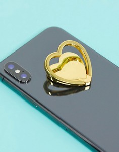 Золотистое металлическое кольцо для телефона в форме сердечка Typo-Золотой