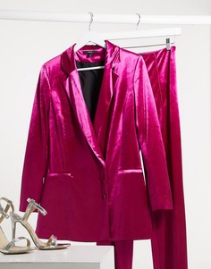 Бархатный строгий пиджак цвета фуксии AQAQ-Розовый цвет Aq/Aq