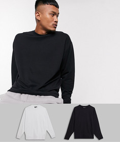 2 легких oversized-свитшота черного / белого цвета ASOS DESIGN-Мульти