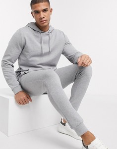 Серый меланжевый спортивный костюм из органического хлопка с худи ASOS DESIGN