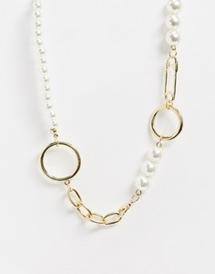 Ожерелье из цепочки и искусственного жемчуга Ashiana-Золотой