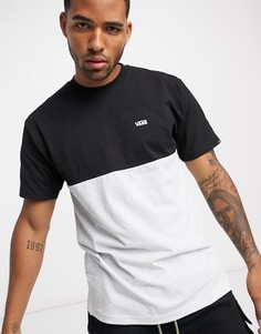 Черно-серая футболка колор блок Vans-Серый