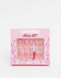Накладные ногти с рисунком розового пламени Shrine X Alice MC-Многоцветный