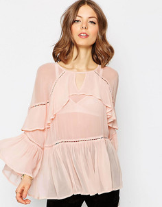 Блузка с рюшами ASOS TALL-Розовый