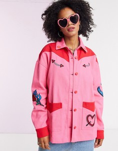 Oversized-куртка в ковбойском стиле от комплекта Lazy Oaf-Розовый