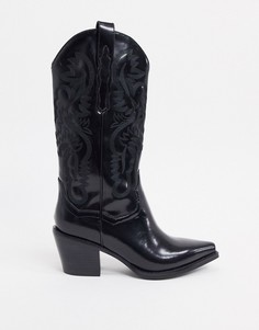 Черные кожаные ковбойские сапоги Jeffrey Campbell-Черный цвет