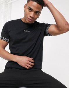 Черная футболка с контрастной фирменной лентой на рукавах Mauvais-Черный цвет