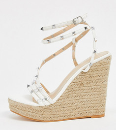 Белые эспадрильи с заклепками Public Desire Wide Fit-Белый