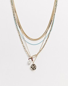 Золотистое ожерелье в несколько рядов с подвесками из искусственной жемчужины и монеткой Liars & Lovers-Золотистый