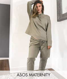 Спортивный костюм цвета хаки из худи и джоггеров ASOS DESIGN Maternity-Зеленый цвет
