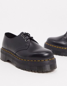 Черные туфли на платформе с 3 парами люверсов Dr Martens 1461-Черный цвет