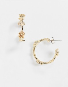 Золотистые серьги-кольца с искусственным жемчугом Vero Moda-Золотой