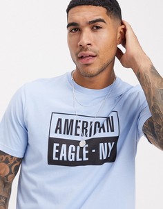 Голубая футболка с логотипом American Eagle-Голубой