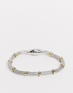 Серебристый браслет с магнитной застежкой и золотистыми кольцами DesignB-Серебряный