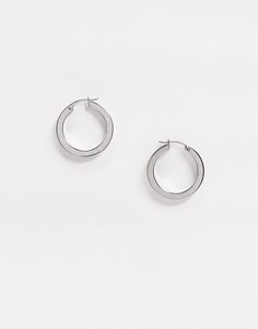 Серебристые серьги-кольца с логотипом Tommy Hillfiger-Серебряный