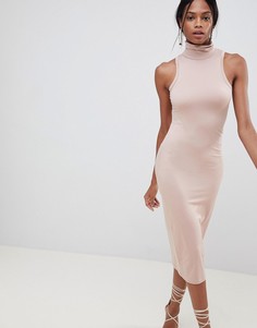 Облегающее платье с воротником-поло ASOS DESIGN-Розовый