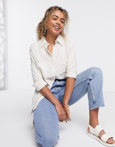 Светлая рубашка в стиле oversized с добавлением льна Weekday-Бежевый