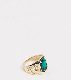 Позолоченное серебряное кольцо с зеленым камнем Serge DeNimes-Золотой