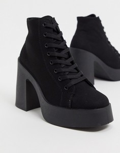 Черные парусиновые ботинки на шнуровке ASOS DESIGN-Черный цвет