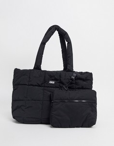 Стеганая сумка-тоут со съемной сумкой внутри ASOS 4505-Черный