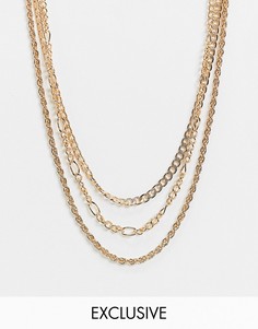 Ожерелье из цепочек в несколько рядов Reclaimed Vintage inspired-Золотой
