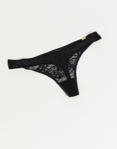 Черные прозрачные кружевные стринги Gossard Glossies-Черный цвет