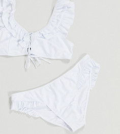 Плавки бикини с высоким вырезом по бедру и оборками Unique 21 Hero Plus-Белый