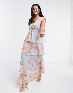 Платье макси с многослойной юбкой и цветочным принтом Hope & Ivy-Многоцветный