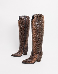 Высокие кожаные сапоги с эффектом змеиной кожи Jeffrey Campbell-Многоцветный