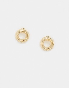 Золотистые миниатюрные круглые серьги-гвоздики Pieces-Золотой