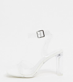 Белые босоножки на прозрачном каблуке Public Desire Wide Fit-Белый