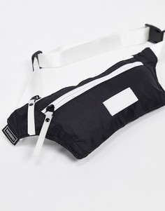 Черная сумка-кошелек на пояс с белой отделкой Consigned-Черный
