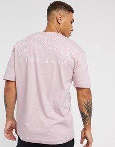 Светло-розовая свободная футболка BOSS-Розовый