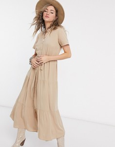 Бежевое платье макси Vero Moda-Светло-коричневый