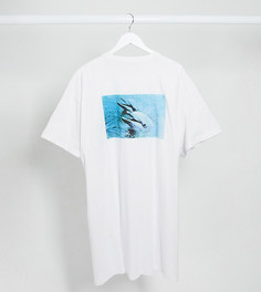 Платье-футболка с принтом дельфинов на спине New Girl Order Curve-Белый