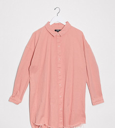 Розовое джинсовое платье-рубашка свободного кроя Missguided Plus-Розовый цвет