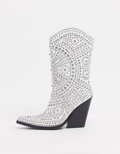 Белые ботинки в стиле вестерн с заклепками Jeffrey Campbell-Белый