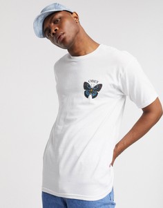 Белая футболка с принтом бабочки на спине Obey-Белый