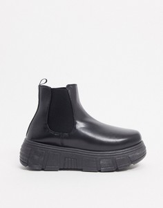 Черные ботинки челси из искусственной кожи на массивной подошве Koi Footwear-Черный цвет