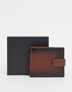 Коричневый кожаный бумажник на пуговице Paul Costelloe