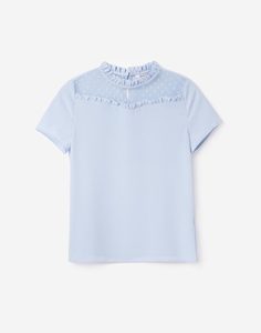 Голубая блузка с рюшами и сетчатой вставкой для девочки Gloria Jeans