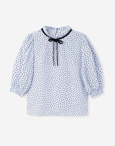 Голубая блузка с сердечками для девочки Gloria Jeans