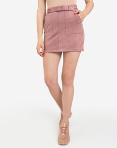 Розовая юбка мини из экозамши Gloria Jeans