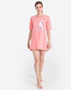 Персиковая сорочка с принтом Gloria Jeans