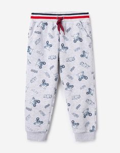 Серые брюки-джоггеры с рисунками для мальчика Gloria Jeans
